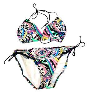 Neon Geo Print Bikini Set - Size L Top / XL Bottom